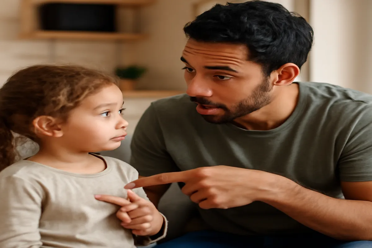 Discussion bienveillante père-enfant sur les limites corporelles