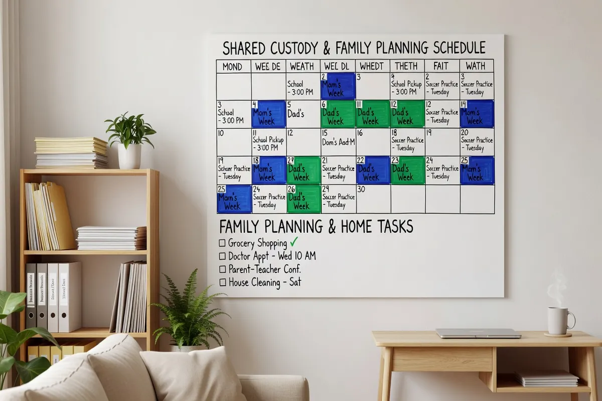 Calendrier de garde alternée sur le bureau familial
