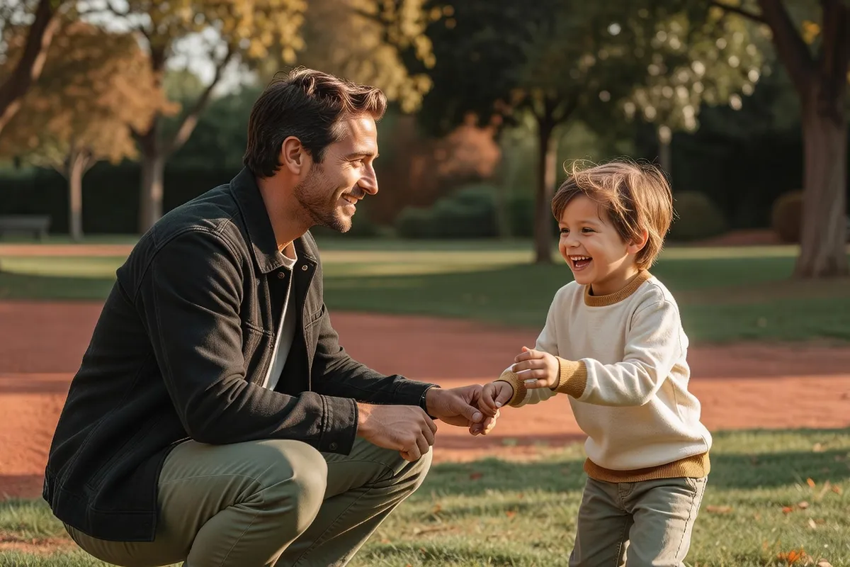 Père et enfant lors d'un week-end de garde
