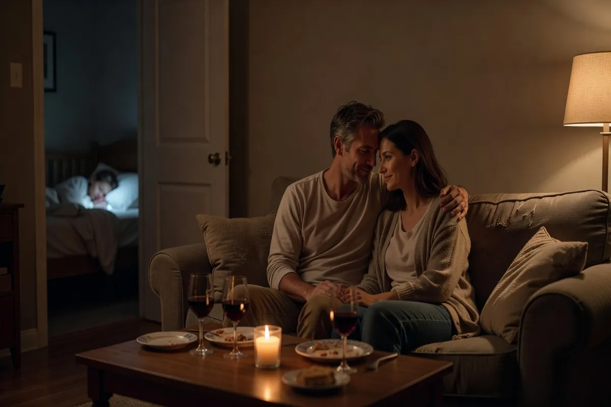 Couple profitant d'un moment en tête-à-tête le soir